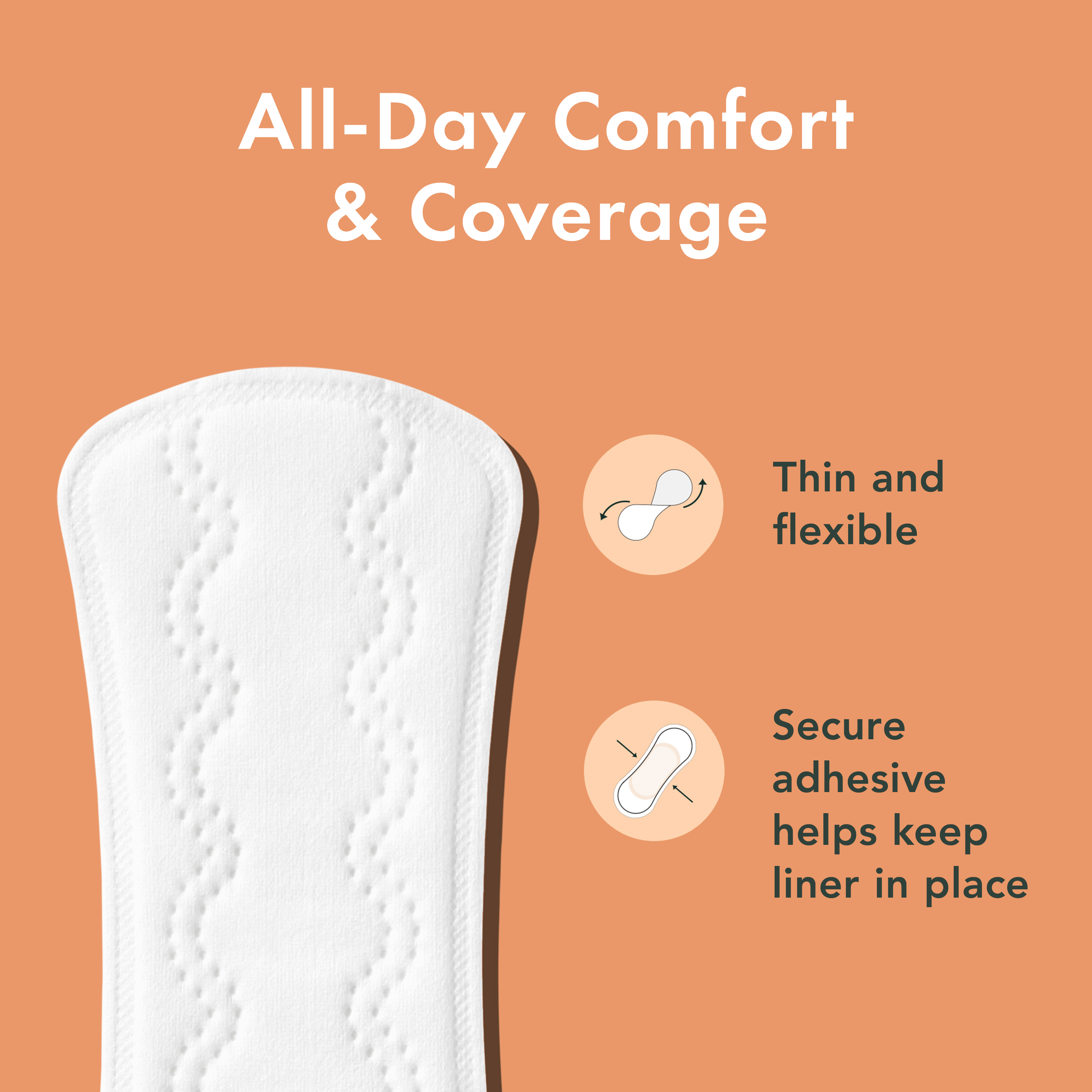 Regular Unscented Panty Liners Made With Organic Cotton